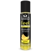 Banana-scented water-based lubricant spray bottle labeled LuxuriA Feel, 60 ml.