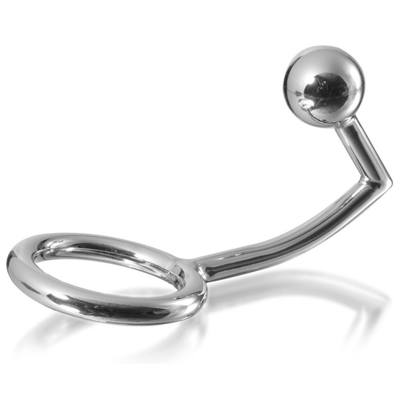 Alternative view of METAL HARD - COCK RING RING WITH ANAL INTRUDER HOOK 40MM