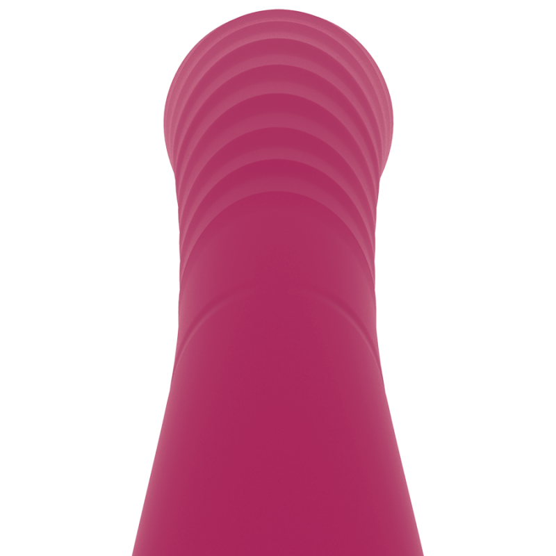 img_91037_540543cc6923f280f8b9c0d7682ce9cc_1png - Sex Shop | Lodia.gr - 100% Διακριτική Και Παράδοση με courier της επιλογή σας Close-up of a pink ribbed silicone vibrator viewed from above.
