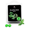 Packaging for Mint Brazilian Balls with mint leaves and two glossy green spheres on a black label screen, brand 'Secret Play' visible.