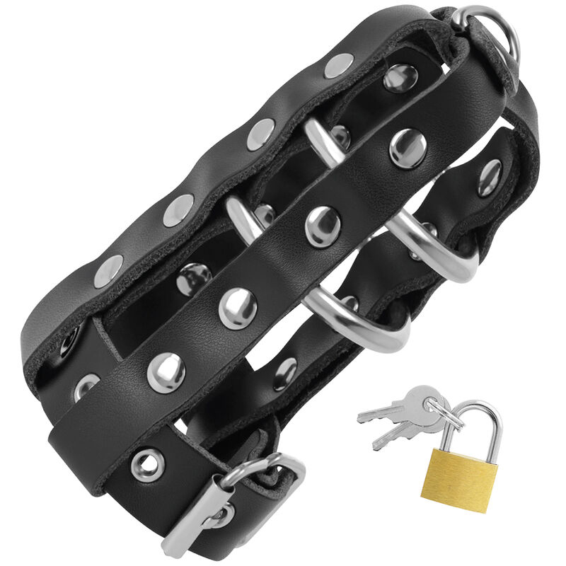 Alternative view of DARKNESS - LEATHER CHASTITY CAGE WITH LOCK