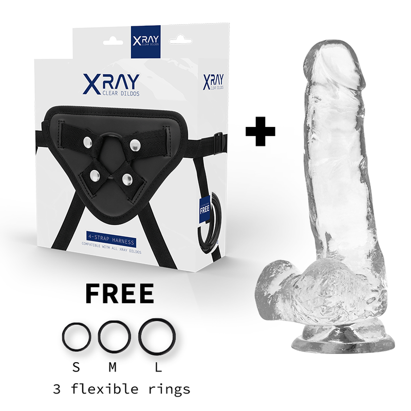 Alternative view of X RAY - HARNESS + CLEAR COCK WITH BALLS 18.5 CM -O- 3.8 CM