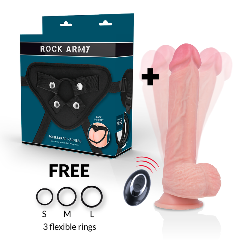 Alternative view of ROCKARMY - HARNESS + LIQUID SILICONE VIBRATOR PREMIUM APACHE REMOTE CONTROL 20.5 CM -O- 4.62 CM